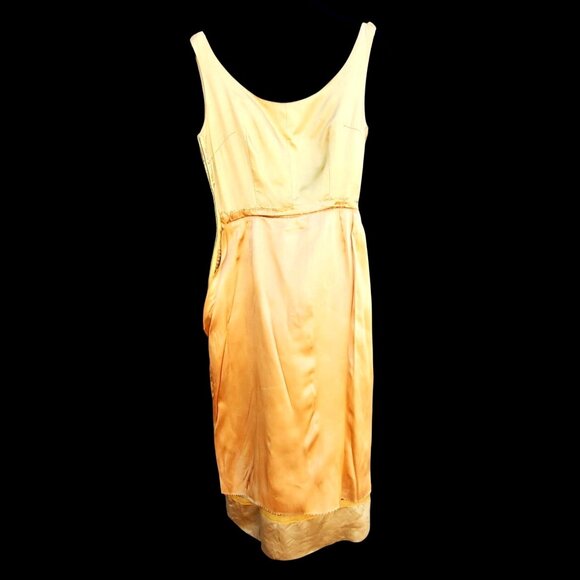 1950s Pin Up Wiggle Dress 10 Curvy Gold Chinese Brocade Rockabilly 25" Waist - Picture 10 of 10